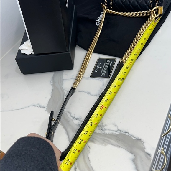 CHANEL Black and Gold tweed lambskin quilted braided jacket BOY flap bag - Picture 15 of 15